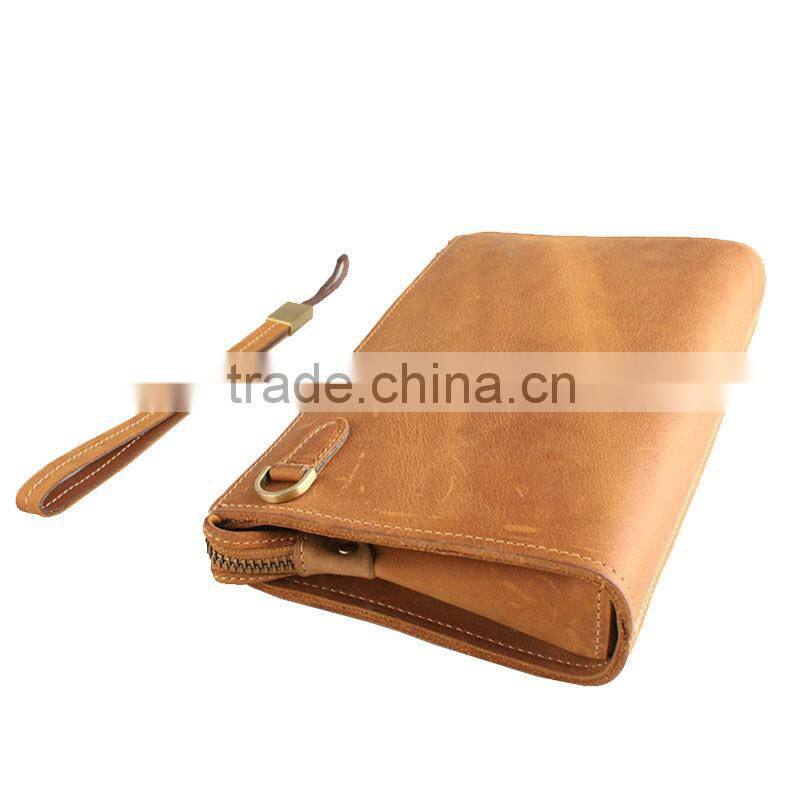 Fashion design mens clutch bag, genuine leather retro wallet for man, China factory wholesale bags