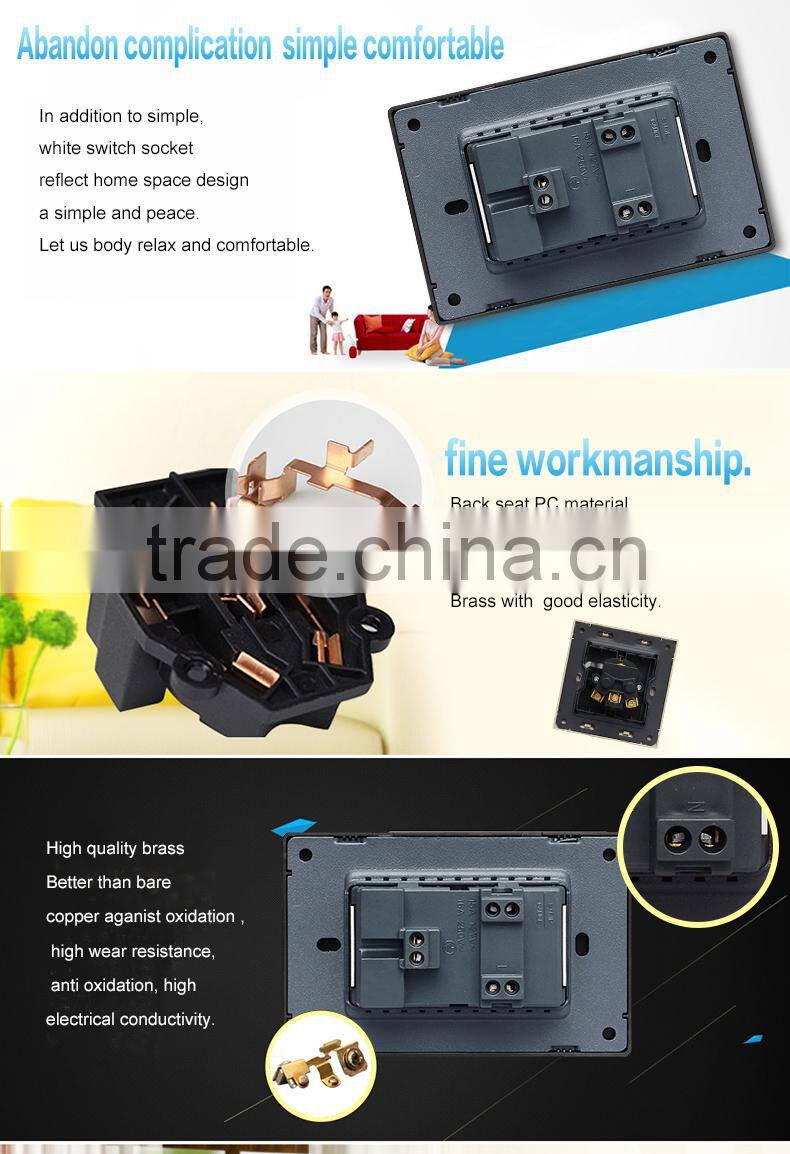 USA American Standard fashion multi double 3 pin brushed stainless wall power electrical socket