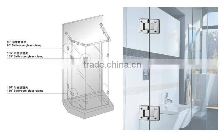 90 degree square glass clamp glass frameless hinged shower screens