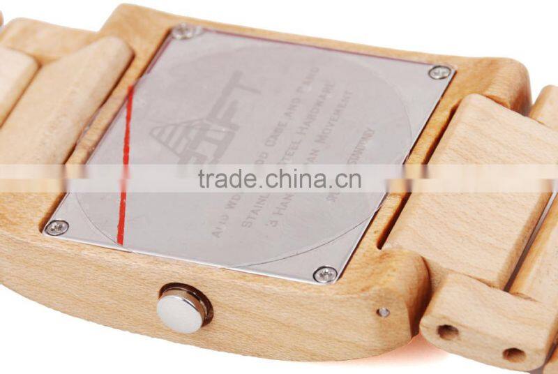 Hot Sale Top Gift Item Black Ebony Wood Watch Square Face Luxury Wristwatch Wooden Watches for Men Gifts