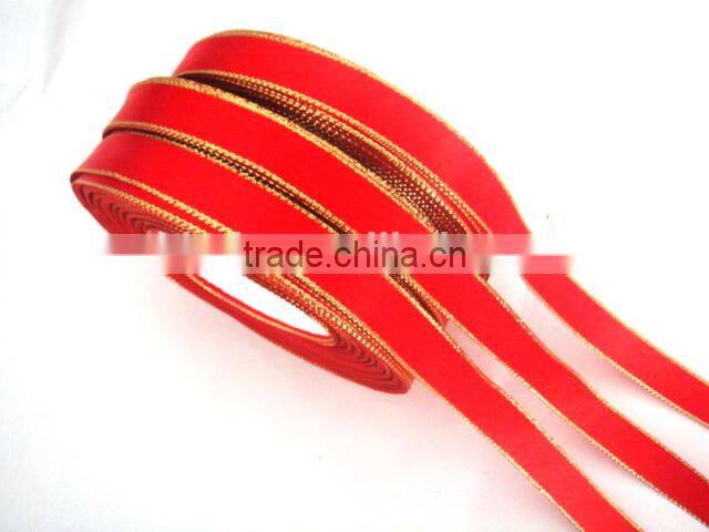 Cheap 100% polyester Satin gold and silver metallic ribbon