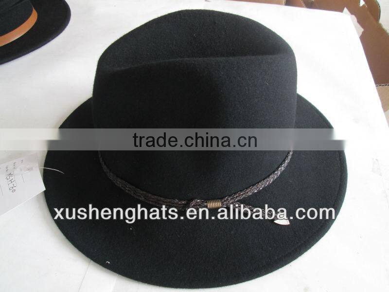2014 fashion fedora hat with knitted decoration