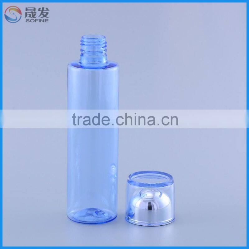 Empty cosmetic plastic toner bottle unique containers 200ML with clear plastic crimp neck sprayer