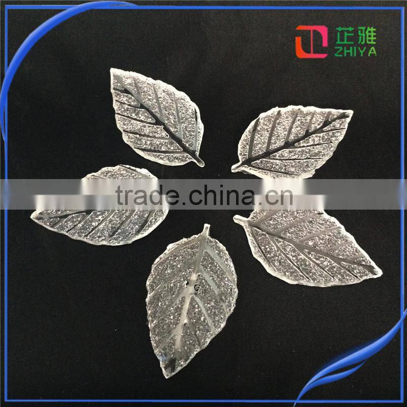 Leaves Shape Stone Rhinestone Accessories ,Resin Cabochon Gemstone ,Garment Gemstone,can make 2holes