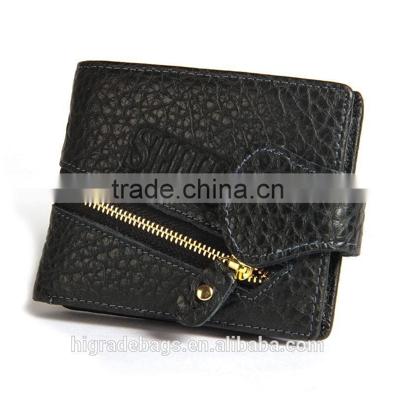 baellerry men leather wallet with zipper pocket