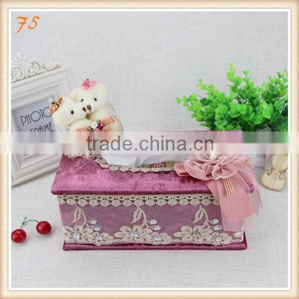 Eco-friend cardboard tissue box with fabric cover