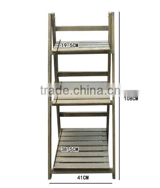 Wooden Dark Garden 3 Tier Shelf Plant Pot Rack Stand