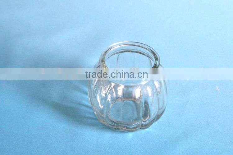 clear round stripe glass candle jar