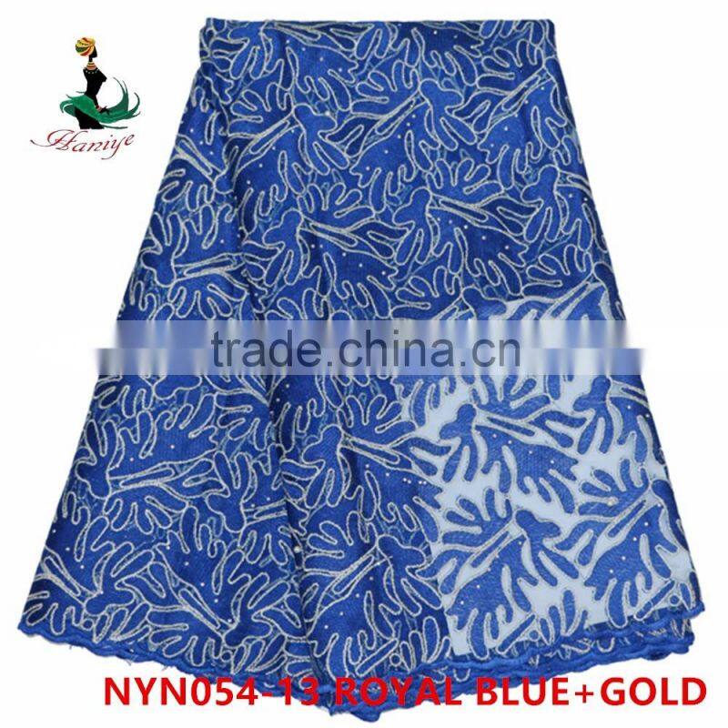 2016 Haniye Wholesale cheap African tulle lace fabrics for wedding dress/NYN54