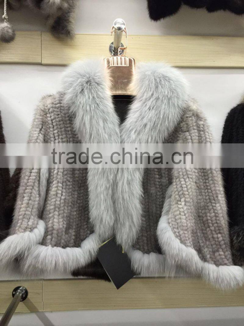 new arrival knitted natural mink fur shawl for women