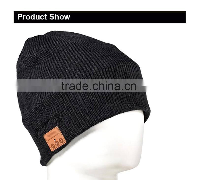 16FZBE07 rib knit cashmere beanie hat unisex bluetooth beanie