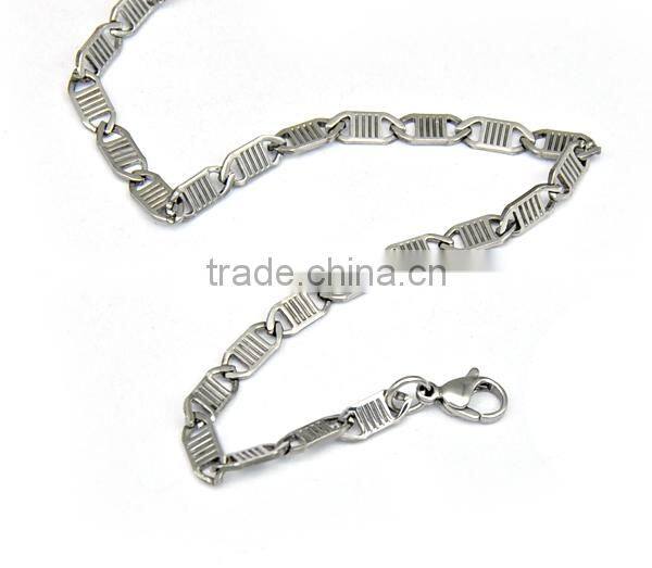 stainless steel flat silver new design biker chain jewelry