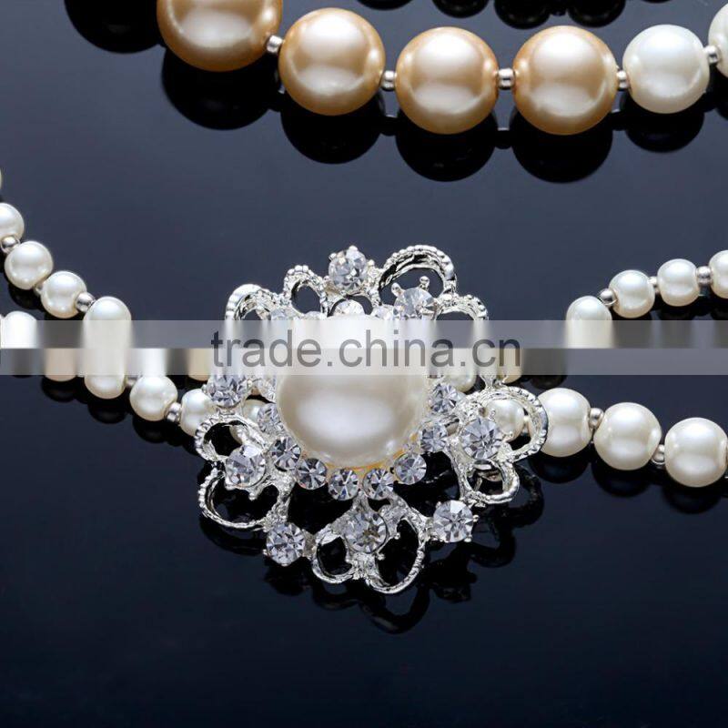 Glass Beads Chucky Necklace with Imtation Pearls Assortment