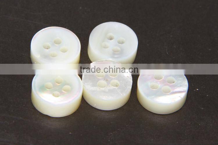 14L, 18L 4 Holes 4mm Thick White Mother of Pearl Shell Shirt Buttons in Bowl Shape