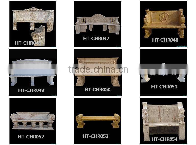 Flower Carved Outdoor Marble Bench