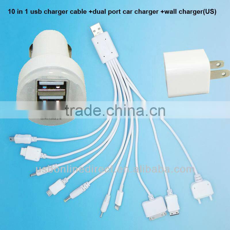 usb charger 10 in 1 portable multi usb phone charger cable