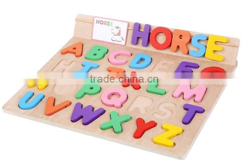High quality wood toy alphabet learning puzzle for preschool children