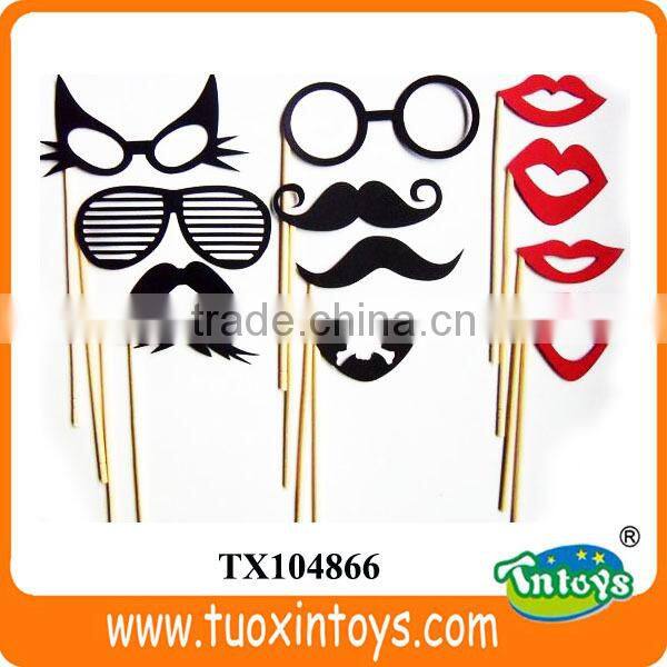 12 pieces mustache color glasses stick