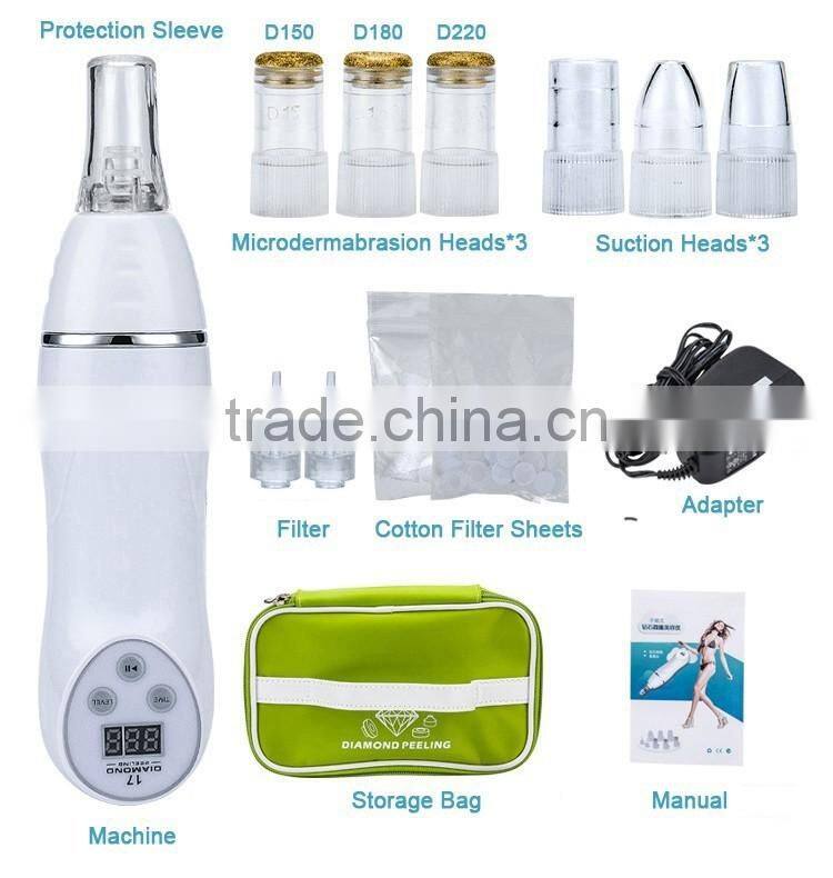2016 portable diamond dermabrasion with green bag blackheads reomvel