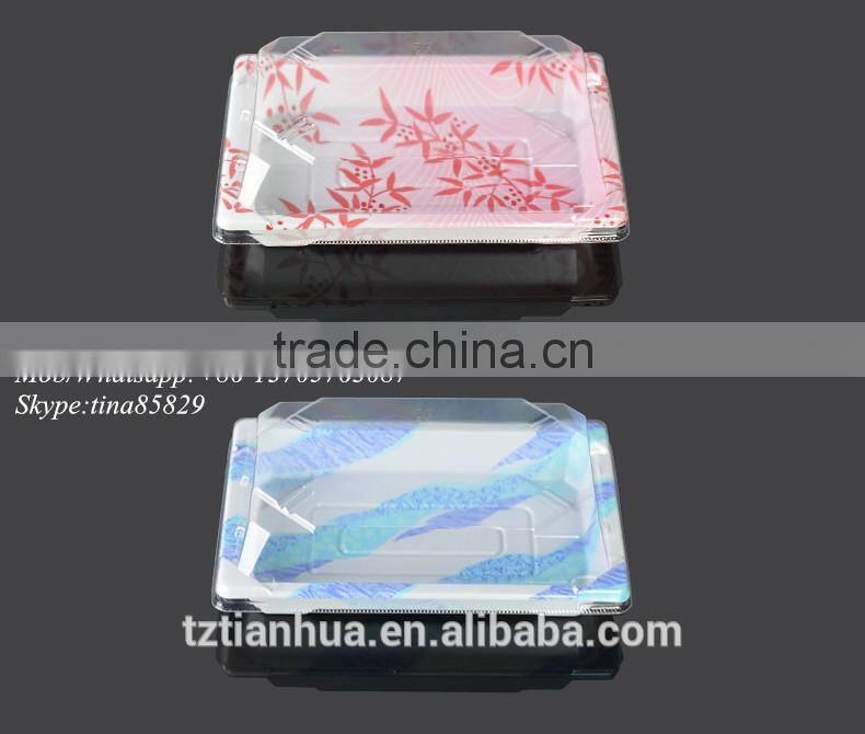 High Quality PS Disposable Plastic Sushi Container,Plastic Take Out Sushi Packaging,Japanese Sushi Box with Printed film
