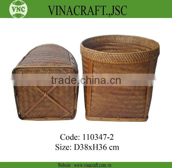 Bamboo waste basket set of two