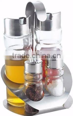 Stainless Steel Cover Glass Bottle Kitchen Storage Spice Jar Set Of 4