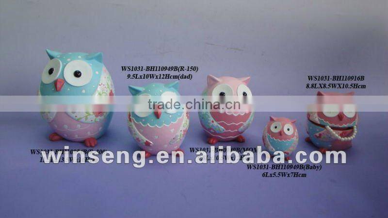 Good Quality Polyresin Owl Family Decoration