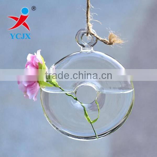 Hanging Hand Blown Clear Circle Glass Vase Crafts