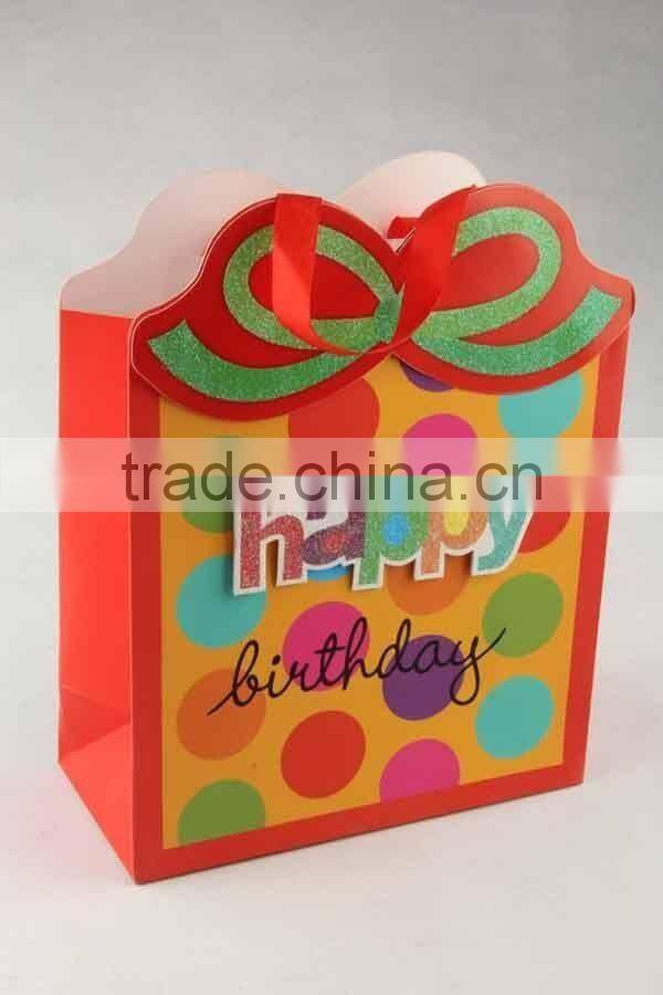 Shopping Paper Bag With 3D Flower pattern/Printed Foldable Gift Bag