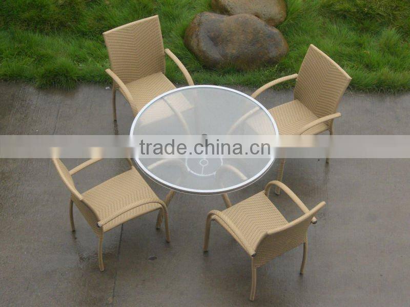 aluminum frame rattan coffee set with round table