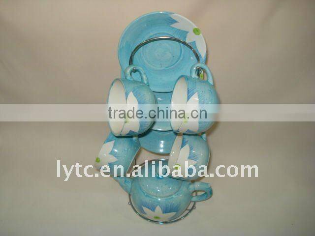 gift porcelain tea set with iron stand