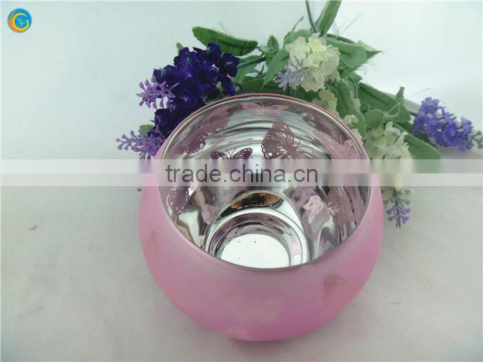 Romantic round pink butterfly wedding candlestick