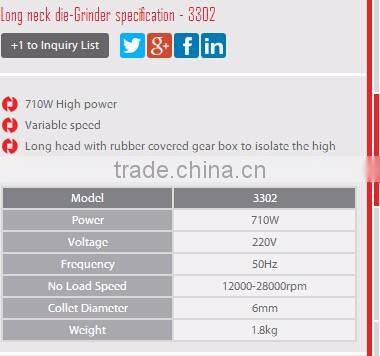 3302 RONIX LONG NECK DIE GRINDER 6MM 710W