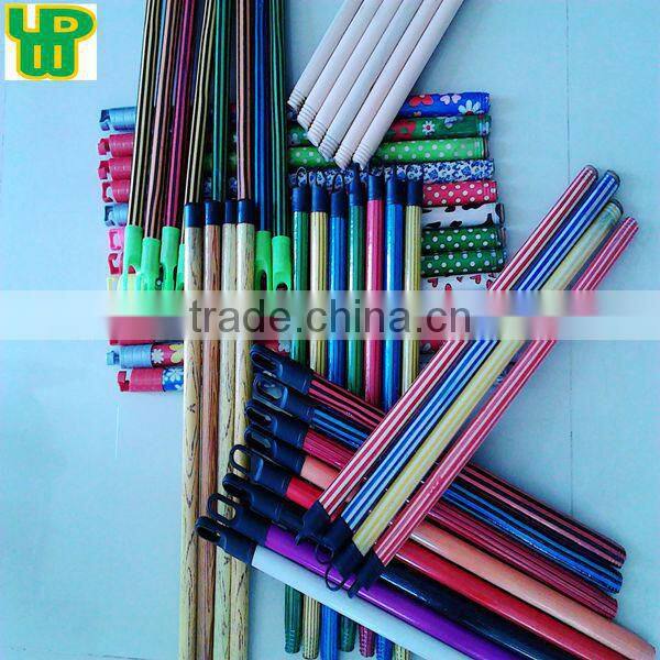 PVC coated wooden broom pole with various pvc and plastic cap