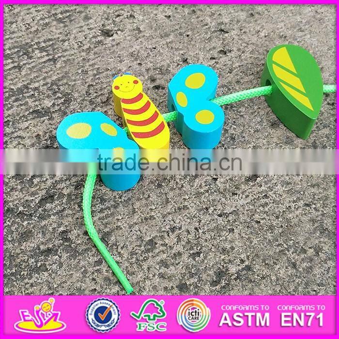 2016 new design educational wooden toddler threading toys W11E063