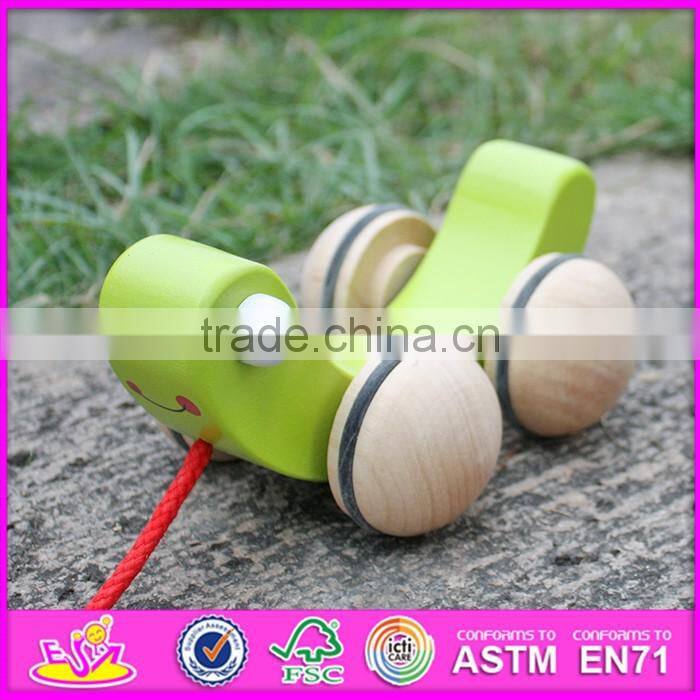 2016 new design snail carried wooden pull toys for toddlers W05C078