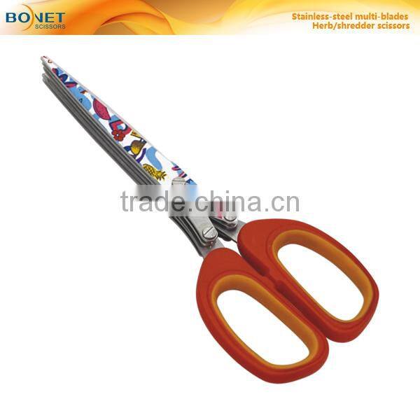 S97009 FDA qualified 7-5/8" Stainless Steel Shreding 5 blades herb scissors