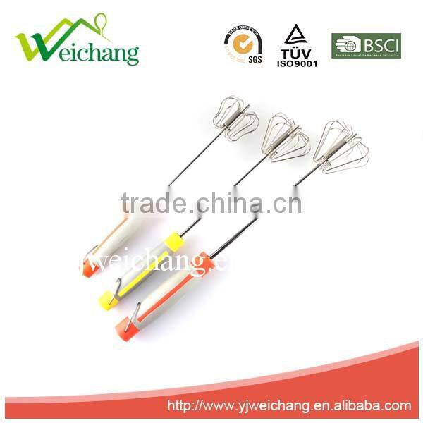 WCW061 Stainless Steel Rotary Egg Whisk, Egg beater,Stainless Steel Wire Manual Whisk Rotary Egg Beater Hand Mixer Kitchen Gadge