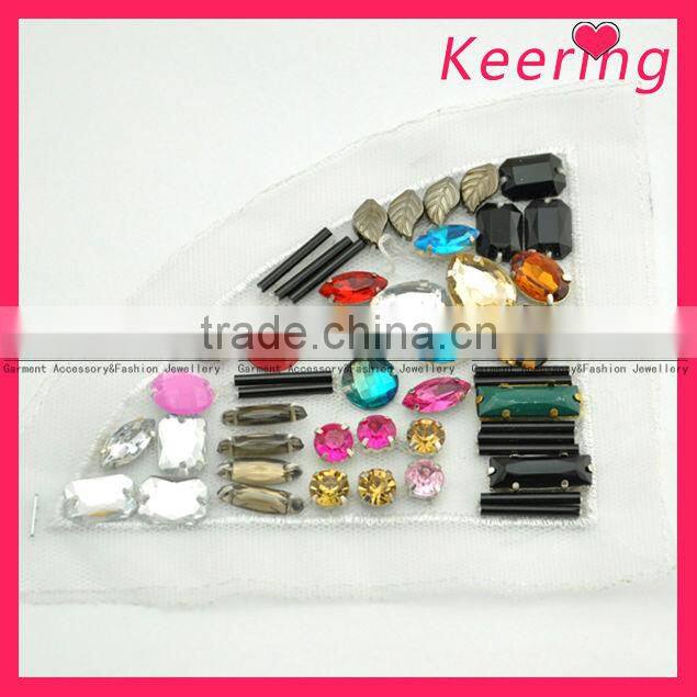 Beaded applique patch cross shape for fashion dress WPH-1585