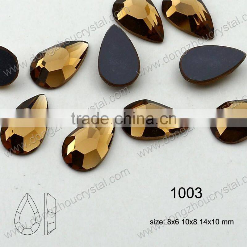Decorative flat cut drop glass stones wholesale for jewelry making