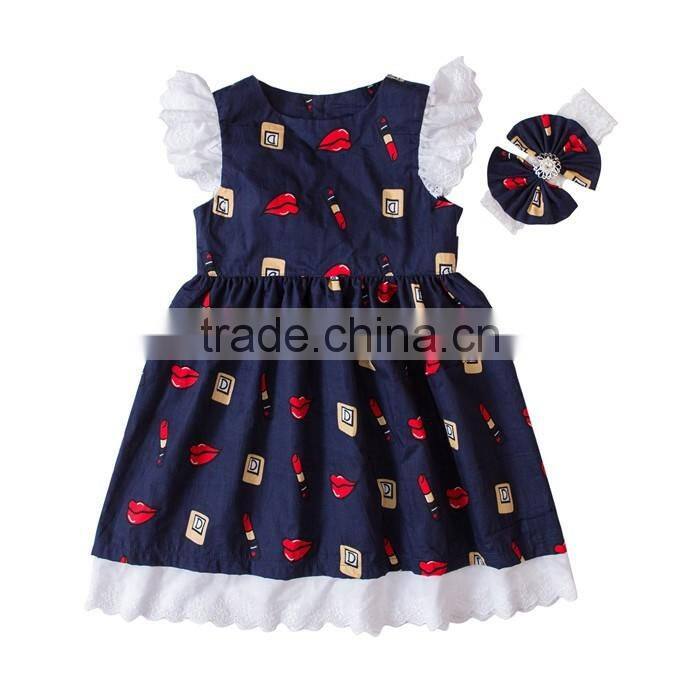New Arrival Wholesale Baby Toddler Boutique Clothing Beautiful Girl Flower Dress With Headband