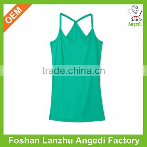 ladies plain blank slim fit tight spaghetti strap top custom gym stringer Cross-Back Tank Top tank top