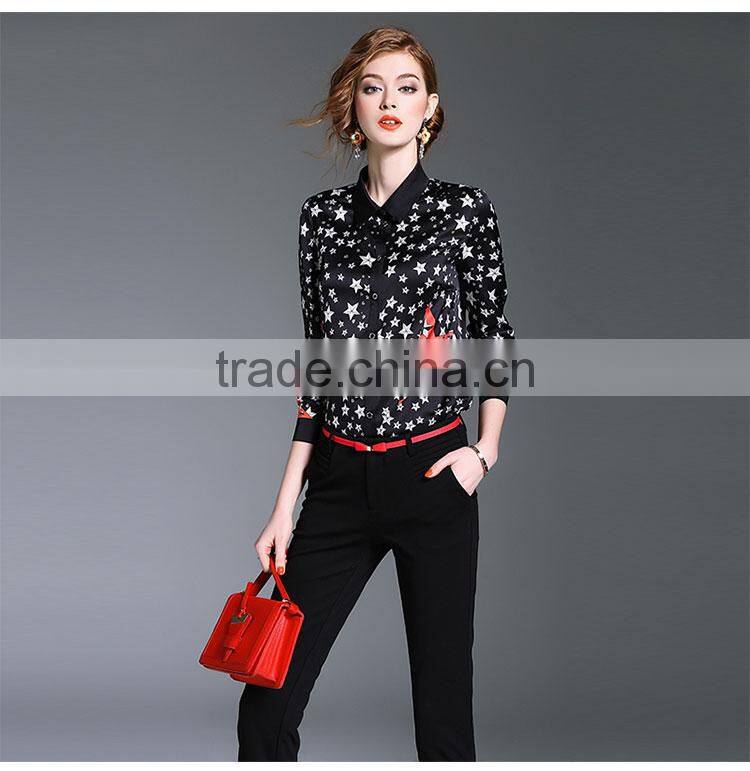 Maxnegio long sleeve latest blouse office printed designs