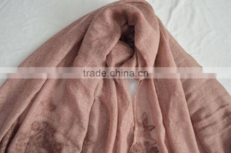 Fashion lady stitching floral popular pashmina shawl plain viscose scarf