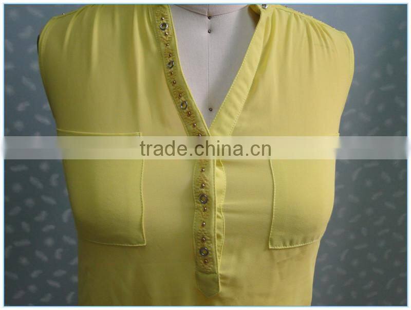 High Fashion 2015 Scoop Women Yellow Tank Top