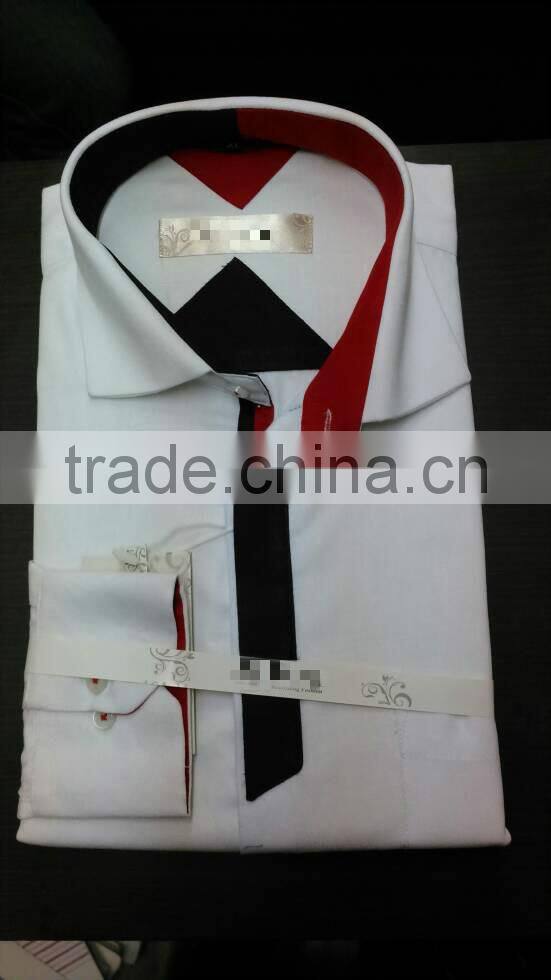 2014 hot design fahsion men cotton shirt collar piping