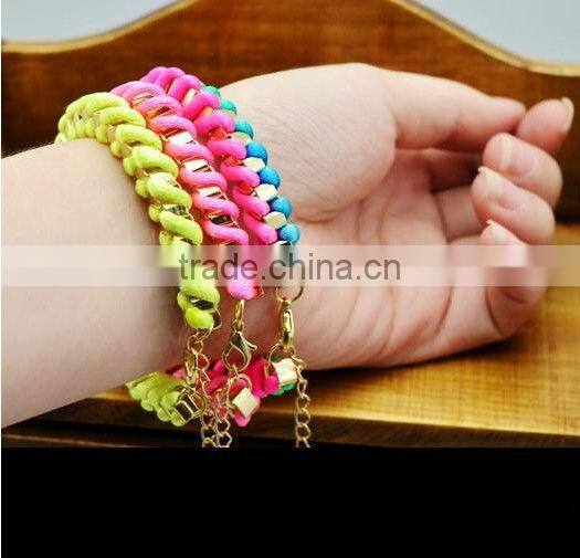 leather and rhinestone chain braided bracelet, wrap bracelet, glistening crystal chain and leather bracelet