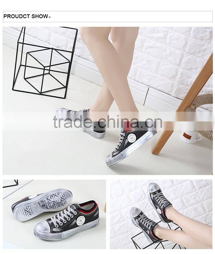 Woman made old dirty style canvas shoes wholesale
