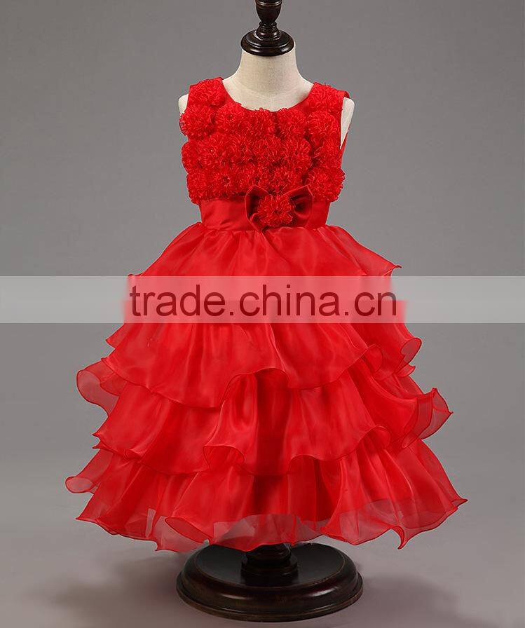 MGOO 2016 New Year Chirstmas Girl Dress New Style Ball Gown Flowers Girl Tulle Layers 4 Years Old Dress MGT028-2