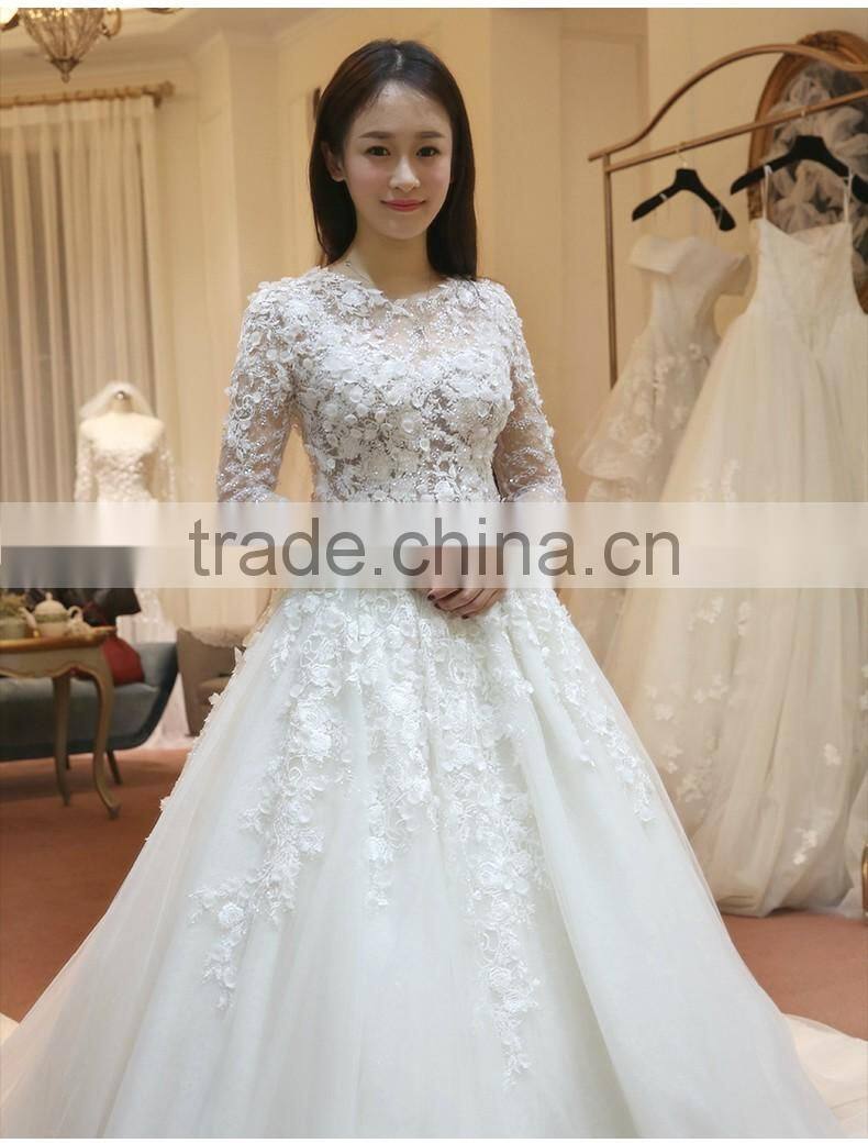 Custom Made White See Through Women Wedding Dress Empire Vintage Floor Length Princess Party Dress YDYS15B0201